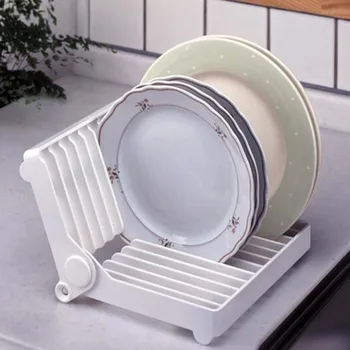 Сушилка, Кухонный Органайзер, Подставка для слива посуды, Кухонные Принадлежности Белого цвета, Прочный Складной Стеллаж для хранения посуды