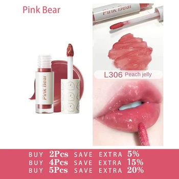Мини-увлажняющий блеск для губ Pink Bear, Стойкая Нелипкая жидкая помада, сексуальный Красно-Розовый оттенок для губ, Корейский макияж губ