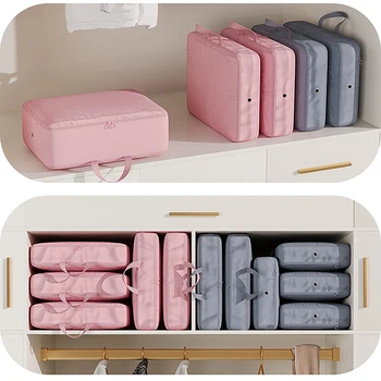 Компрессионный упаковочный куб Ящик для шкафа Пуховик для хранения складного багажа Органайзер для чемоданов Сжатая дорожная сумка для одежды
