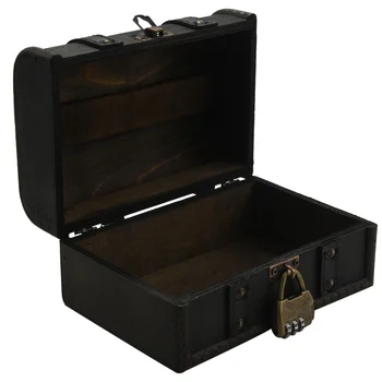 Ретро-сундук с сокровищами, винтажный деревянный ящик для хранения ювелирных изделий в античном стиле, органайзер для гардероба, Ювелирная шкатулка, коробка для безделушек, пароль