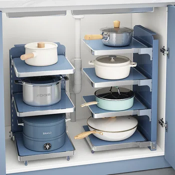 Кухонные бытовые шкафы для хранения внутренний шкаф многослойный стеллаж для кастрюль многофункциональная раковина многослойный стеллаж для хранения кастрюль