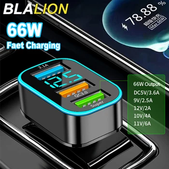 Автомобильное Зарядное Устройство BLALION 66 Вт Квадратное 3 Порта USB Автомобильные Зарядные Устройства Зажигалка Быстрая Зарядка Автоматическое Зарядное Устройство Для Телефона Адаптер HUAWEI iPhone Samsung