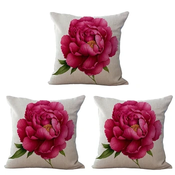 3X Винтажная Декоративная наволочка из цветочного льна, Чехол для подушки, Домашний диван, Декоративная Роза