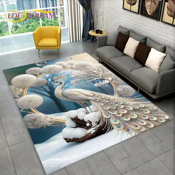 3D Изысканный коврик с изображением животного павлина, ковролин для дома, гостиной, спальни, диван, коврик для кухни, нескользящие коврики для пола