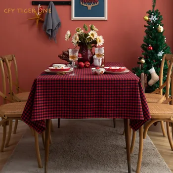 Хлопковое постельное белье американский ретро маленький красный плед прямоугольная скатерть можно стирать и маслостойкий кофе настольный коврик покрытие стола