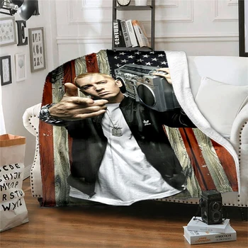 Одеяло с принтом хип-хоп певца E-Eminem, модное и теплое фланелевое одеяло, одеяло для пикника, покрывало для кровати, подарок на день рождения