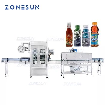 ZONESUN Автоматическая Машина Для упаковки напитков ZS-STB150L с Термоусадочной Этикеткой из ПВХ-рукавов для бутылок ZONESUN