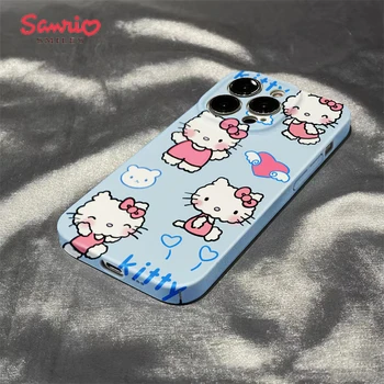 Кавайное аниме Sanrio Hello Kittys Y2K Cute Pbt iPhone 14 13 12 11 X Pro Max Plus Чехол для телефона Защитный жесткий чехол Игрушки для девочек