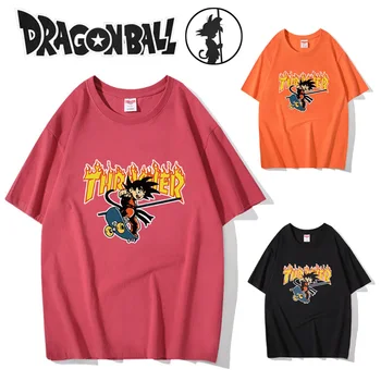 Dragon Ball Goku Для мужчин И женщин, Футболки, Мультяшная Пара, Вышитая футболка с короткими рукавами, Унисекс, Harajuku, Свободная Уличная одежда, Аниме Топы