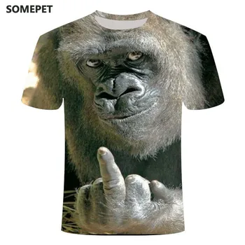 2020 Мужская футболка с животными, футболка с 3D принтом Орангутанга/обезьяны, Мужские Забавные футболки, Топы С коротким рукавом И Круглым вырезом, Летняя Одежда с 3D принтом