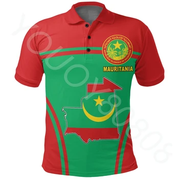 2023 Новая Спортивная Летняя Африканская Одежда В Уличном Стиле - Рубашка Поло С Активным Флагом Мавритании, Мужская и Женская Футболка С Принтом, Топ