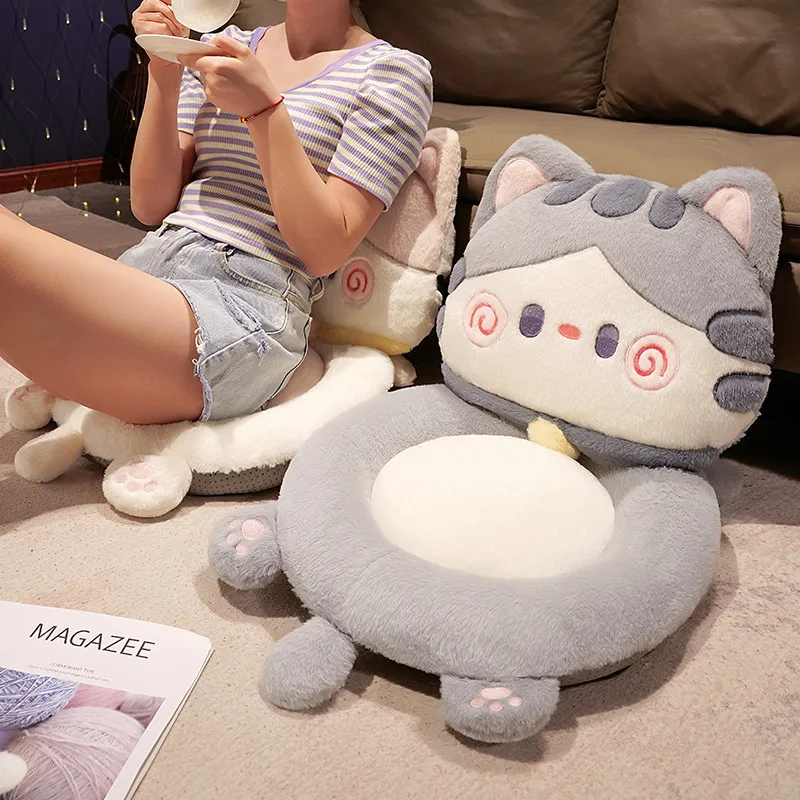 Подушка Kawaii Soft Cats, Мультяшная мягкая поясничная поддержка, подушка для сиденья стула, плюшевая игрушка в виде животного, офисный диван, домашний декор, забавный подарок