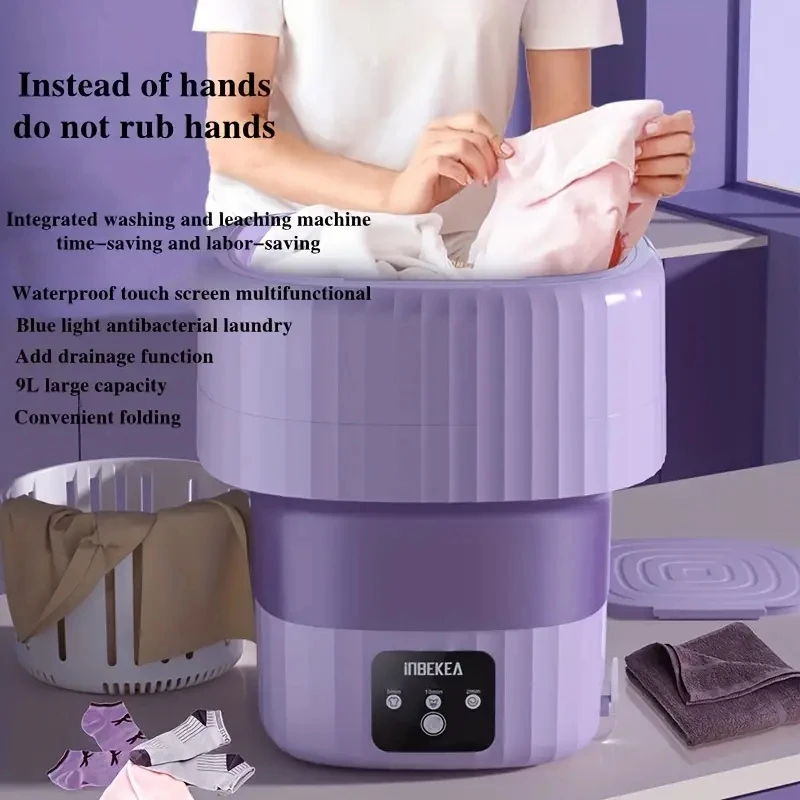 Портативная складная стиральная машина 1ШТ, маленькая и мини-автоматическая машина для чистки нижнего белья и носков в общежитиях для домашних хозяйств